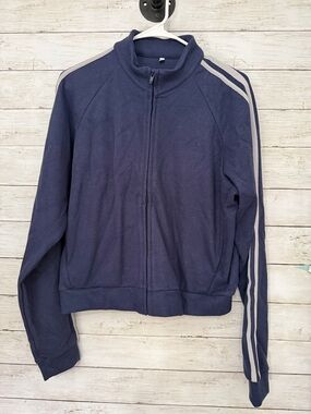 HALARA Navy Blue Track Jacket with White Stripe